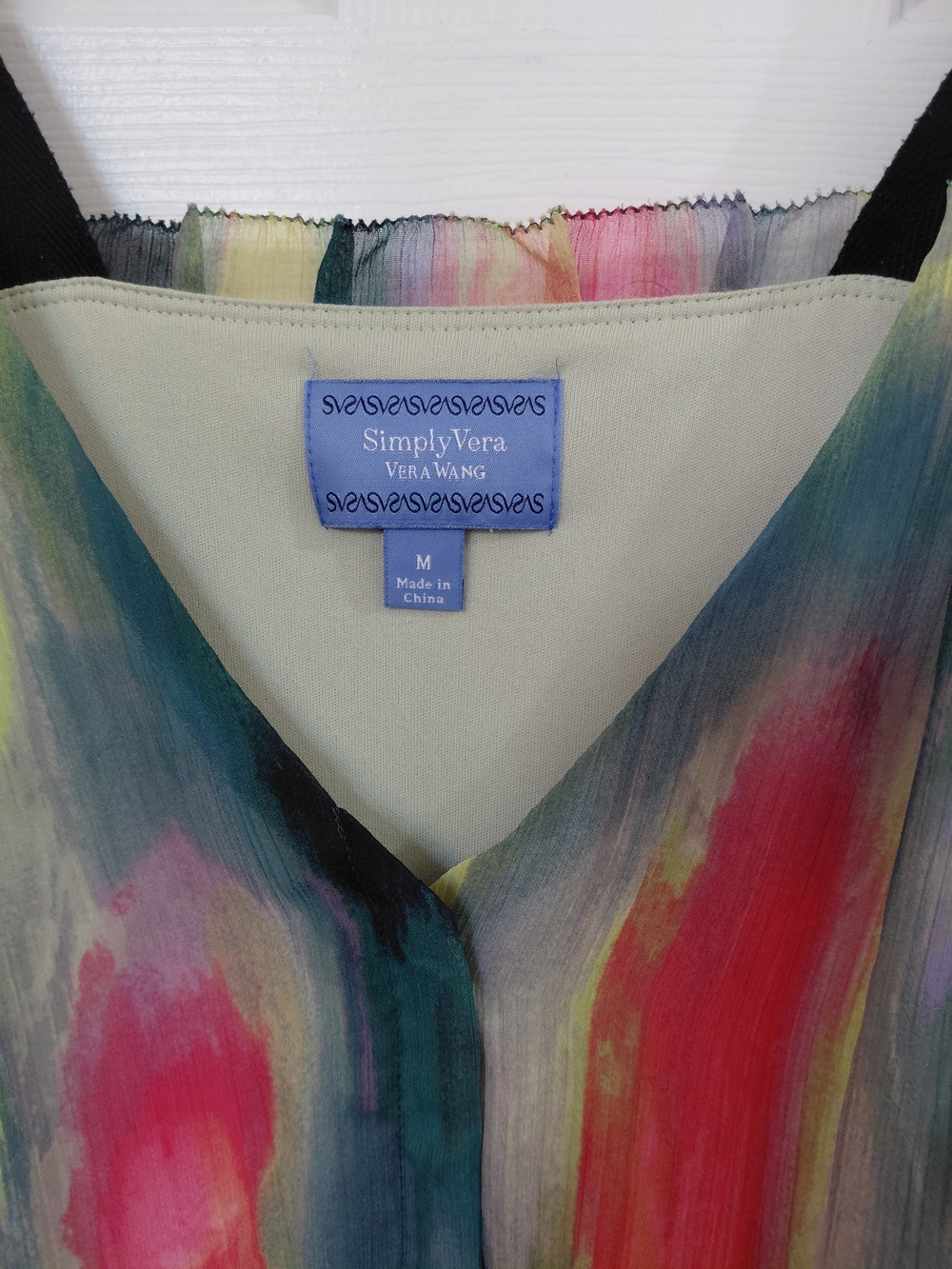 Simply Vera Vera Wang Multicolor Watercolor Print Chiffon Dress - Picture 2 of 4